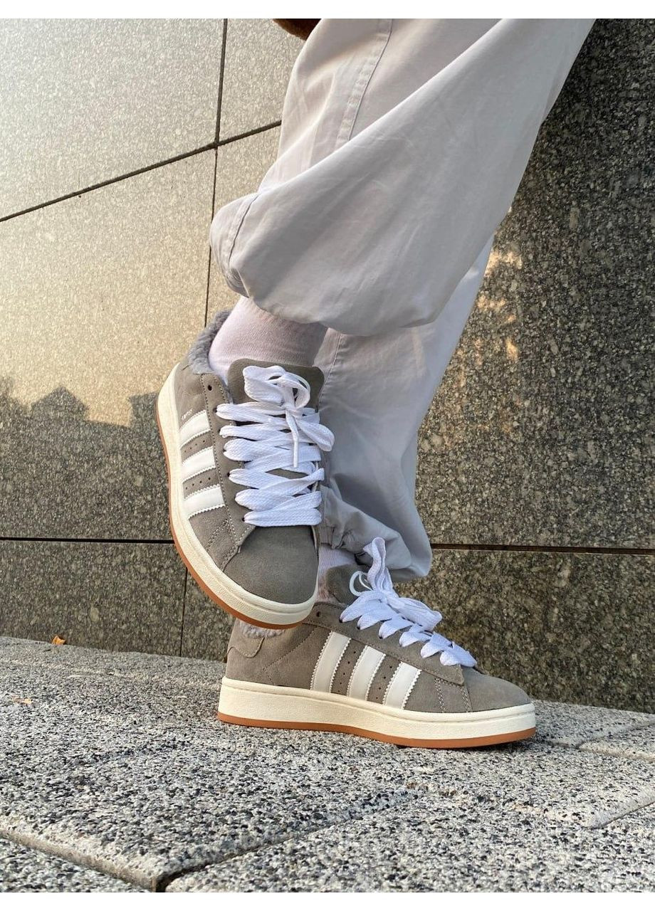 КРОСІВКИ ЖІНОЧІ ADIDAS CAMPUS 00S FUR GREY WHITE АДІДАС КАМПУС No Brand сірі зими (367114983)