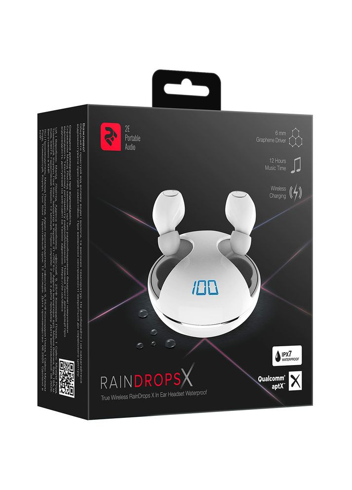 Гарнітура RainDrops Х True Wireless Waterproof Mic White (-EBTWRDXWH) 2E (316185080)