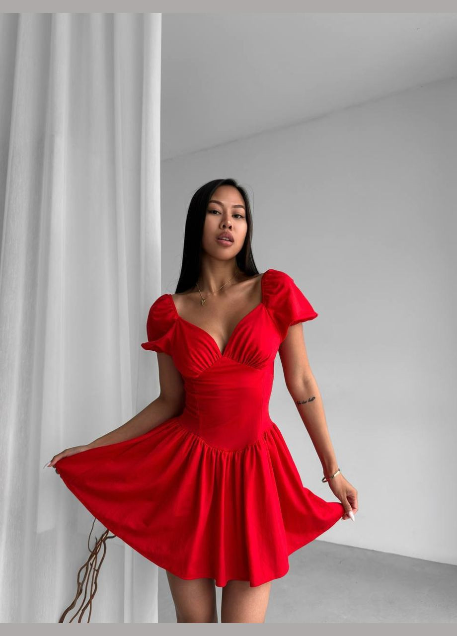 Жіночий вечірній комбінезон Adelante однотонний червоний вечірній