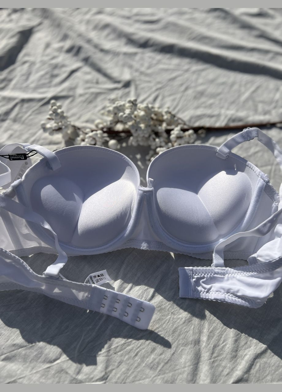 Белый гладкий бюстгальтер-бандо дафна с тройным пуш ап белый, 75вс 80вс 85вс с антисползающими полосами Rumu с косточками