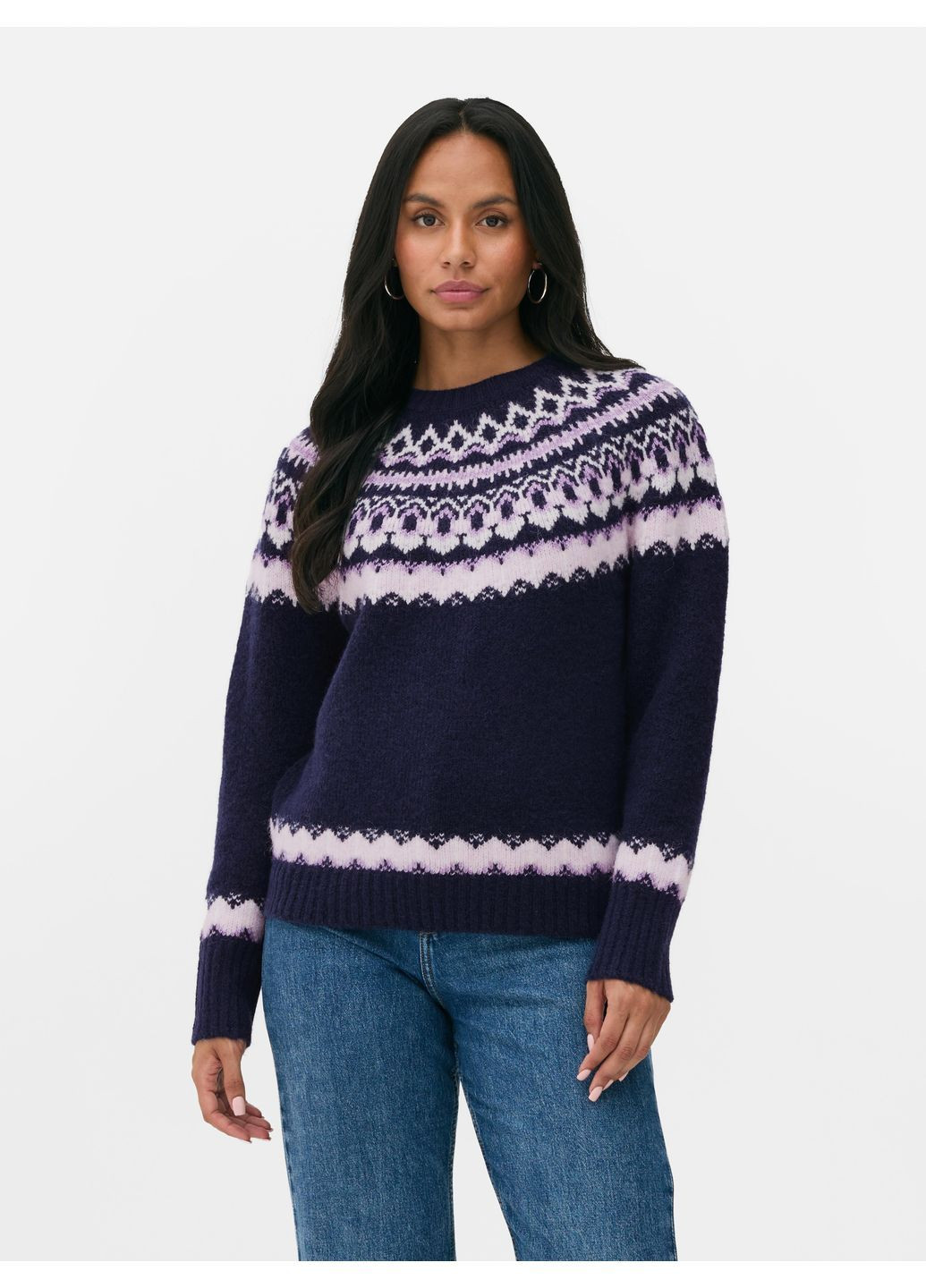 Темно-синий джемпер зима,темно-синий в узоры, Primark