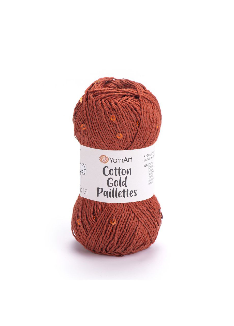 COTTON GOLD PAILLETTES № 7117 Котон Голд Пайетка Пряжа бавовна з паєткою, нитки для в'язання YarnArt (331300041)