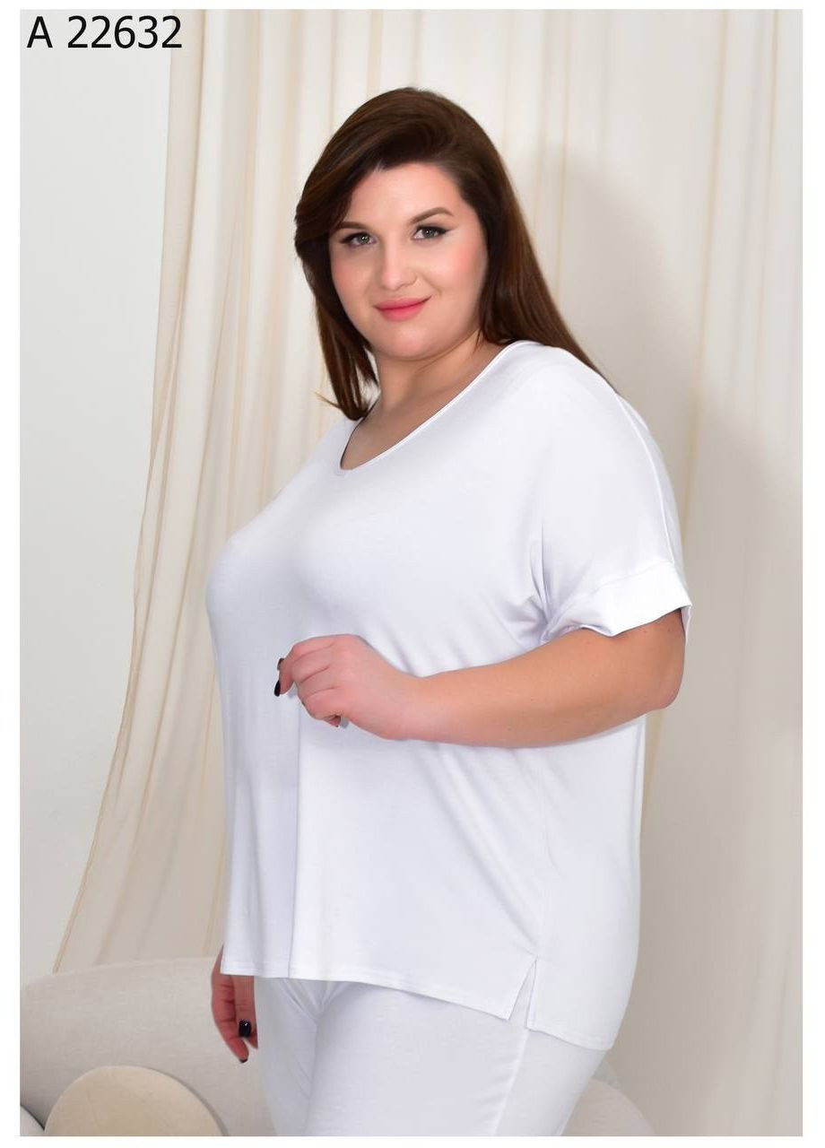 Біла літня футболка жіноча великого розміру SK