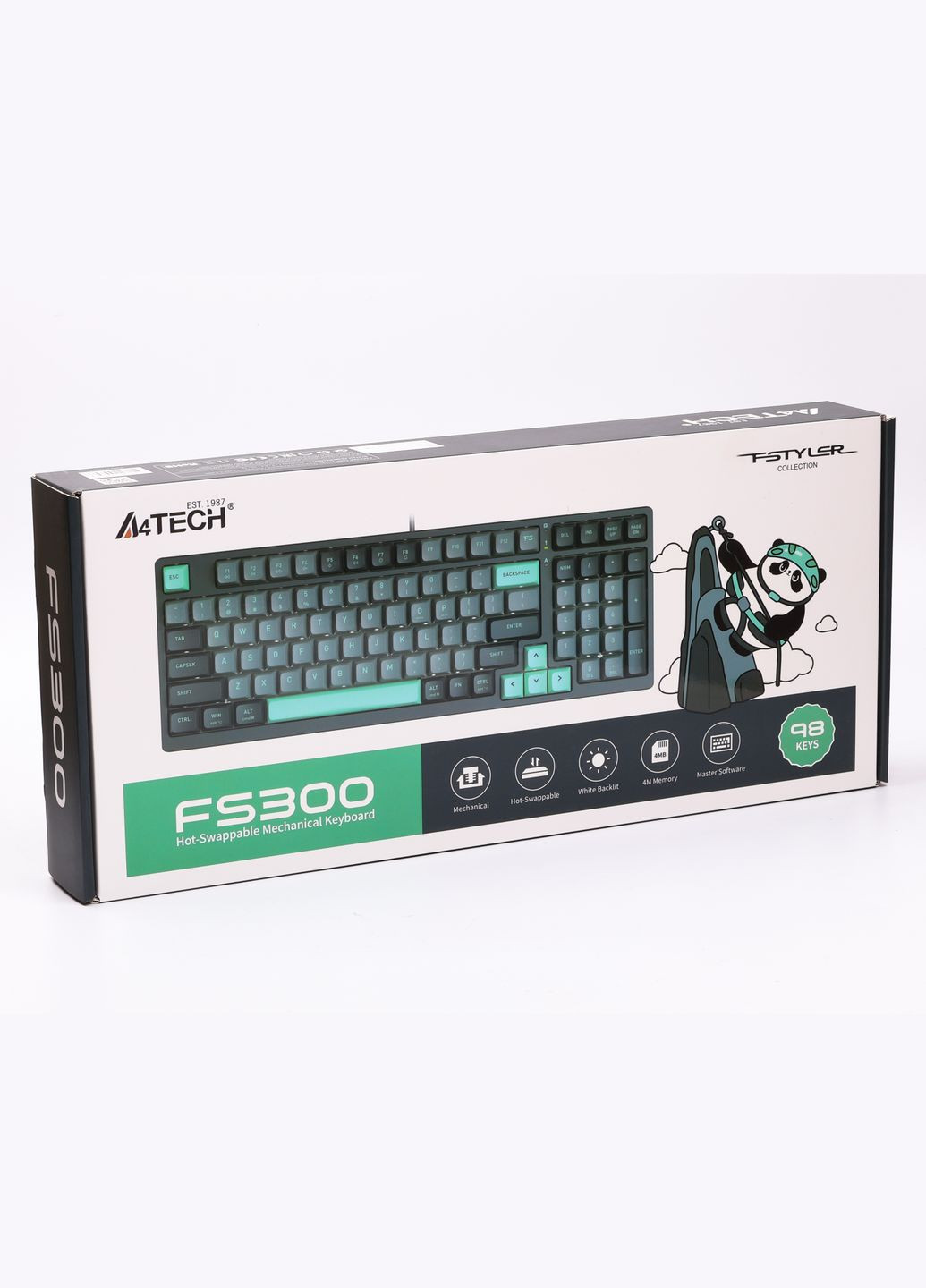 Клавиатура игровая механическая FS300 (Panda Rock Climbing), USB, FS Switches, серая A4Tech (333825042)