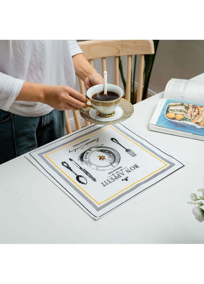 Вінтажна серветка "Bon appetit" для сервірування столу, сервірувальна серветка 33*33 см China (366875119)