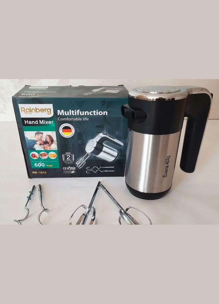 Міксер ручний 5 швидкостей 600 Вт Rainberg RB-1012 Crownberg (335835545)