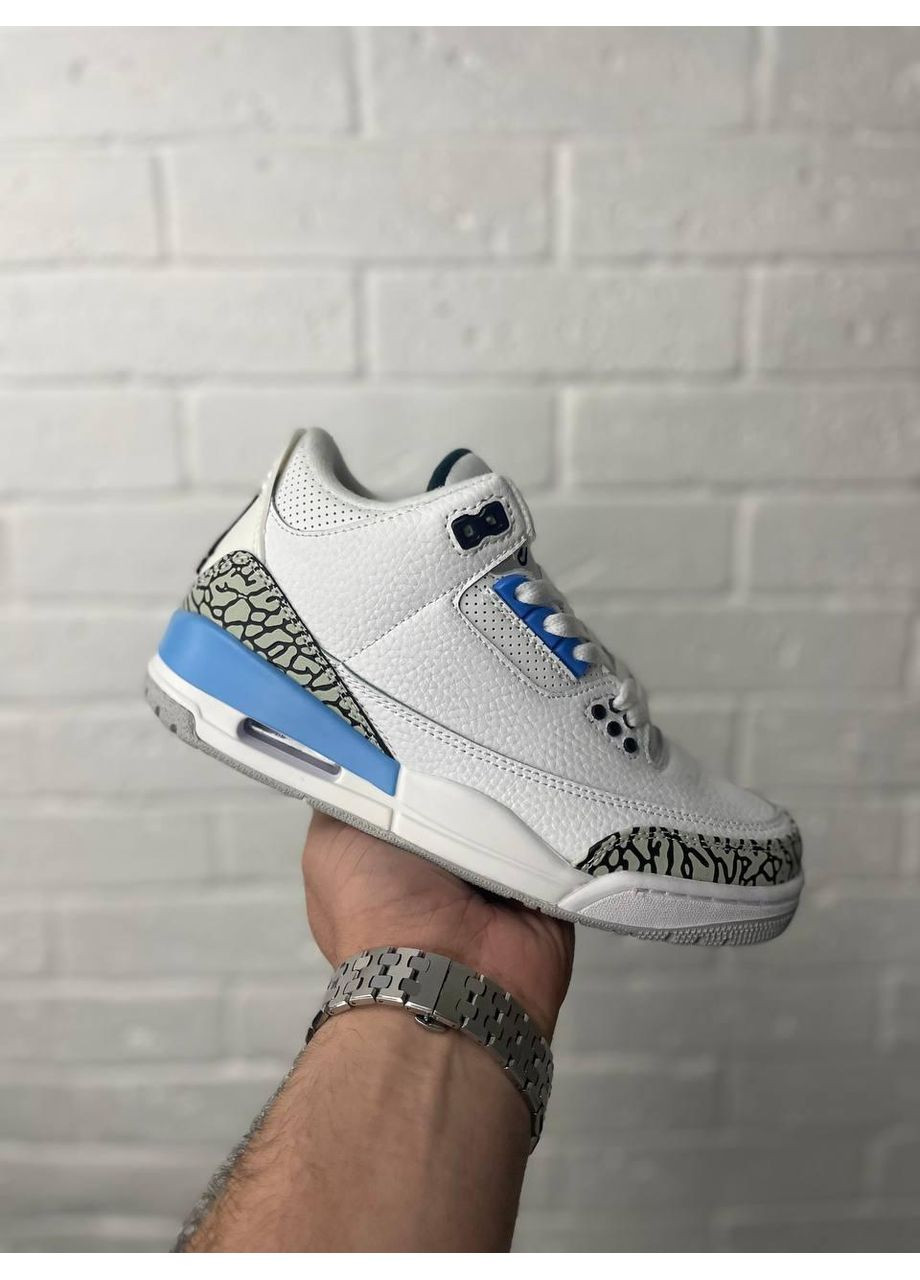 Білі Осінні кросівки чоловічі nike air jordan 3 white blue найк аір джордан No Brand