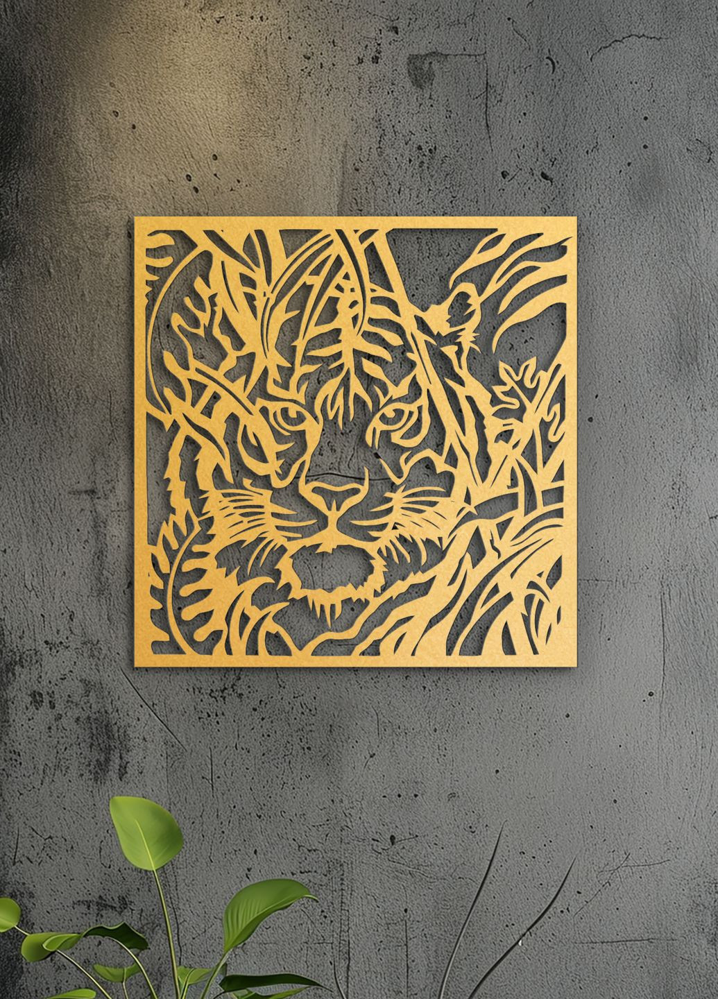 Сучасна картина на стіну, декор для кімнати "Полювання тигра", декоративне панно 35х38 см Woodyard (292113823)