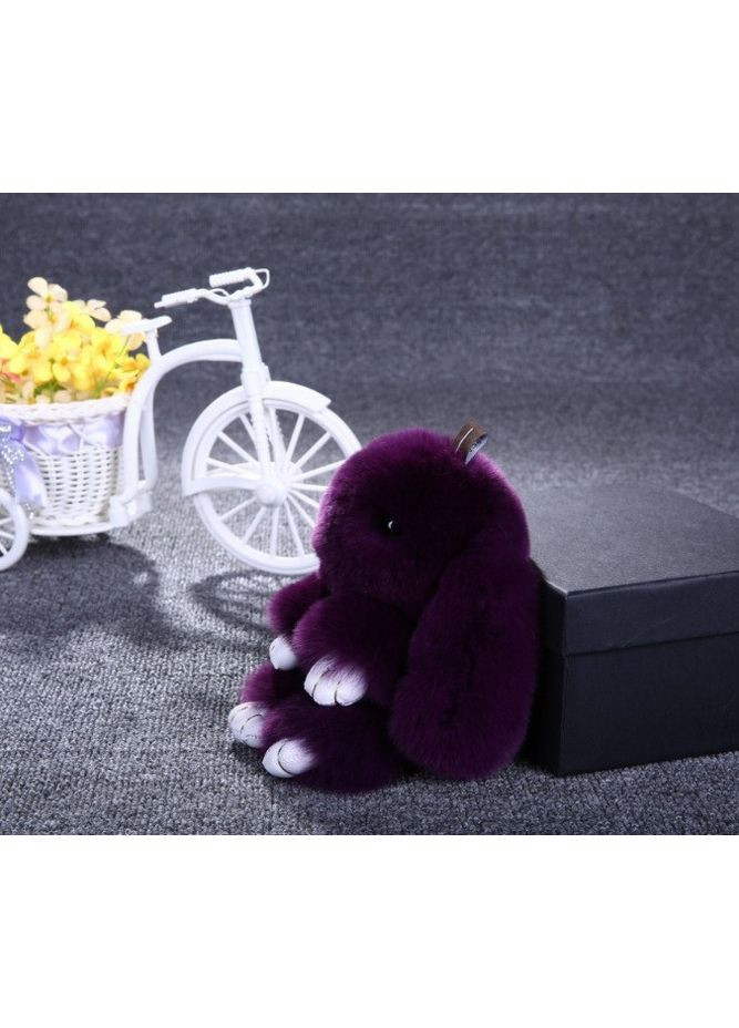 Хутряний брелок заєць для сумки або рюкзака пухнастий сірий 15 см No Brand (351537030)