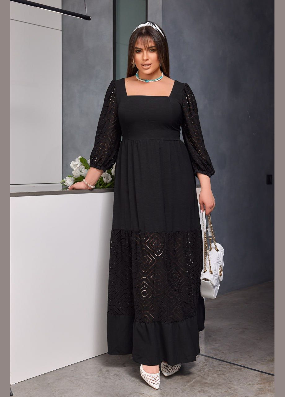 Черное женское макси платье цвет черный р.48/50 453719 New Trend