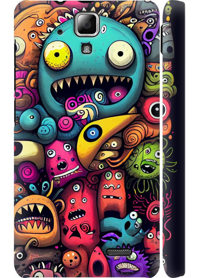 3D пластиковый матовый чехол 'Cмешные монстры' для Endorphone Lenovo A536 (361878120)