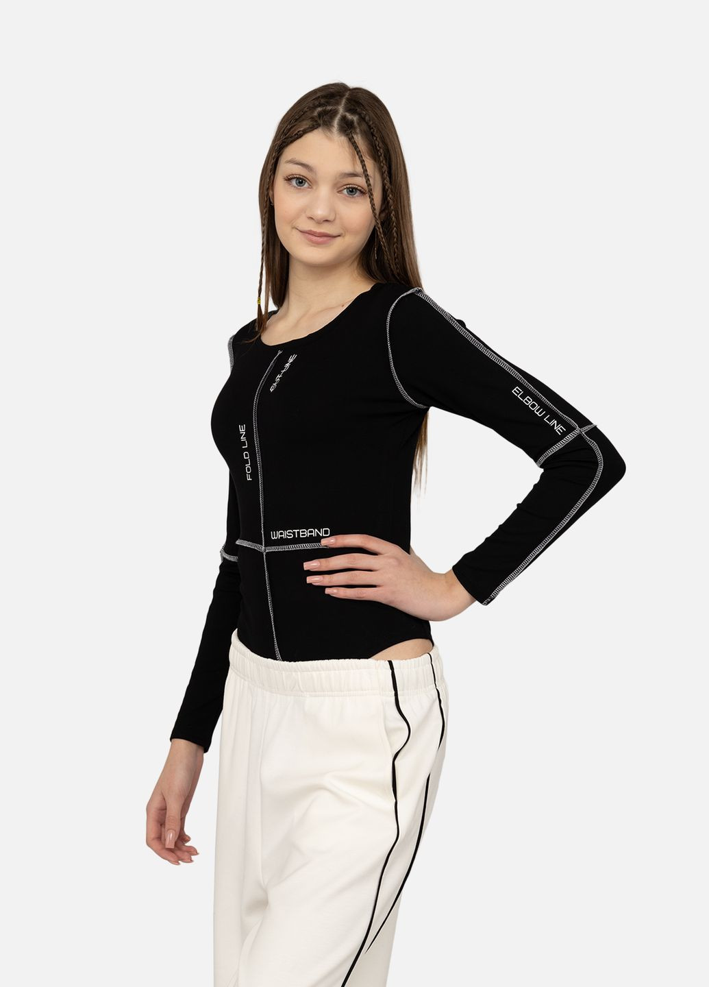 Боді з довгим рукавом жіноче колір чорний ЦБ-00269253 Yuki (320234764)