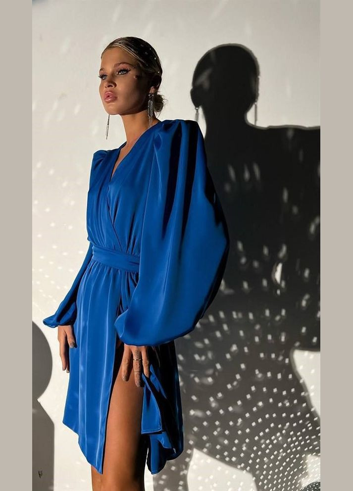 Синее женское шелковое платье цвет электрик р.42/44 449179 New Trend