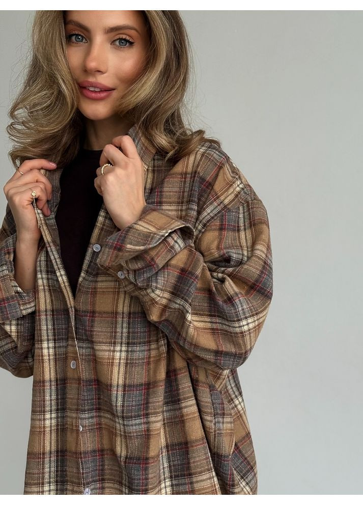 Светло-коричневая повседневный рубашка milirud