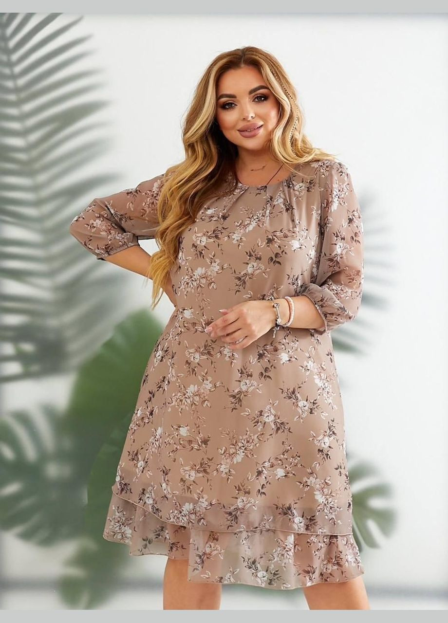 Пудровое джинсовое платье женское леди совершенство летнее sf-459 пудровый, 52 Sofia с рисунком