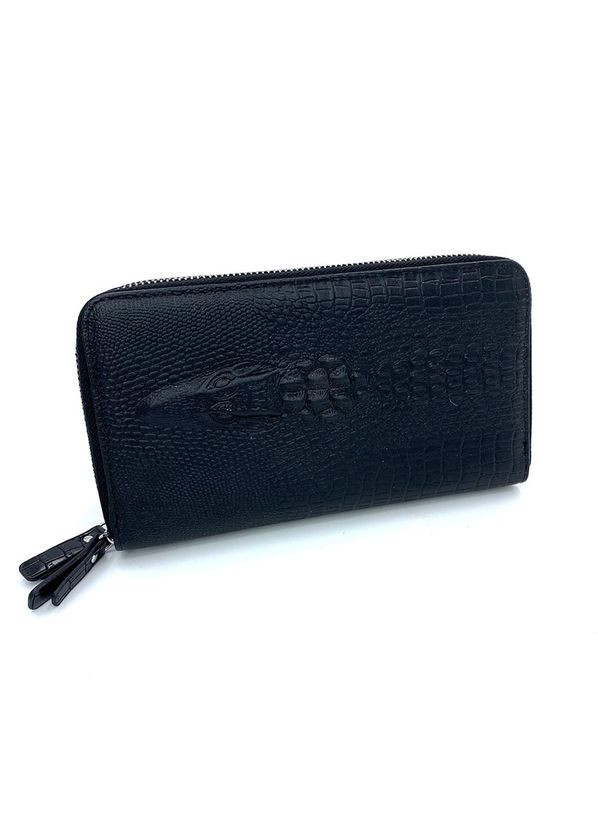 Чорний чоловічий класичний клатч гаманець на дві блискавці з крокодилом Balisa (316715402)