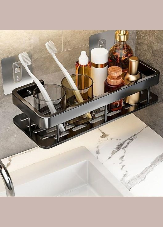 Набор полок для ванной подвесные металлические Psheko самоклеящаяся универсальная полка черный 3 шт (R051342-3) No Brand (330779045)