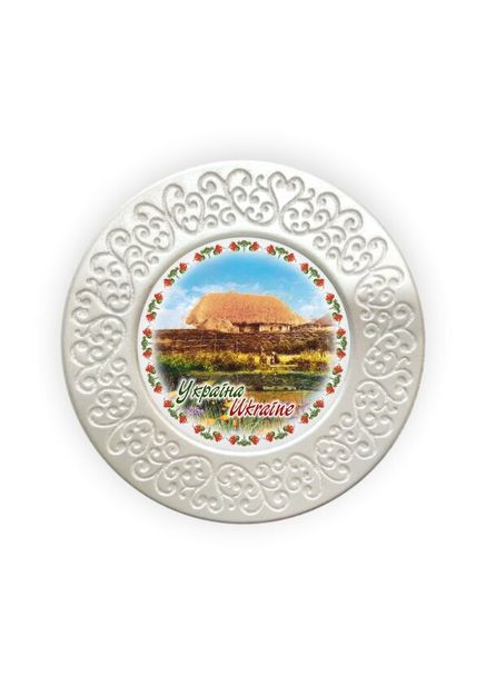 Тарілка Україна "Хата з озером" полікераміка 12 см (гпукт01ф12) Гранд Презент (282841291)
