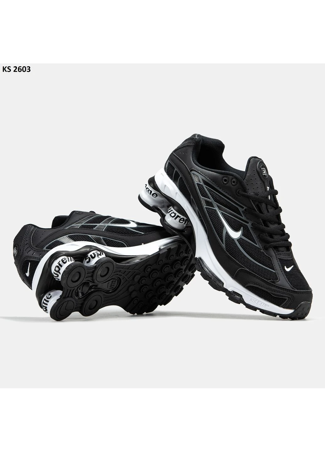 Білі літні кросівки nike shox tl ride2 supreme black white найк шокс тл No Brand