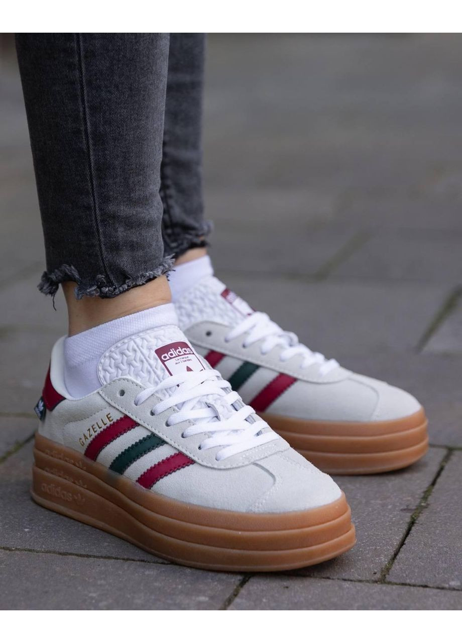 Зелені Осінні кросівки чоловічі adidas gazelle bold maple leaf адідас газель No Brand