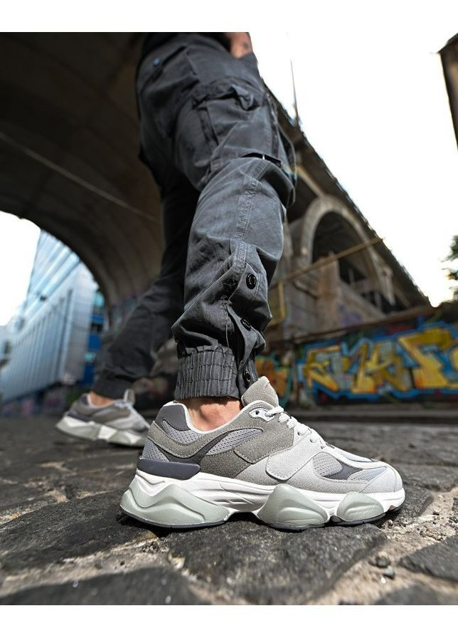 Світло-сірі Осінні чоловічі кросівки zenex No Brand