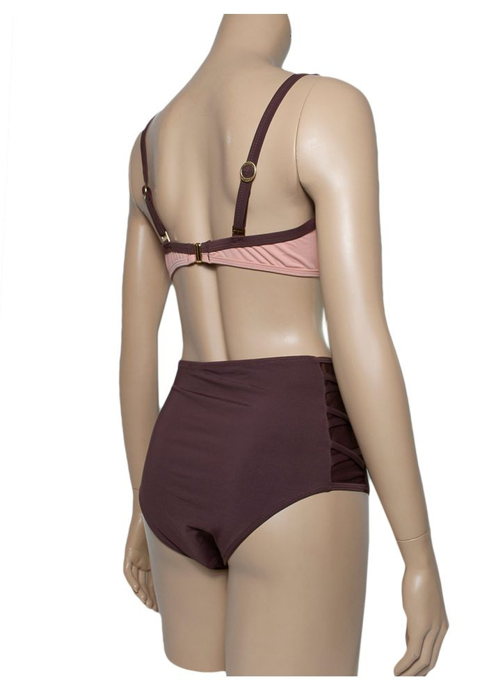 Комбинированный летний купальник тройка с трусиками бразилиана и высокой талией модель 0153 арт.39218 раздельный Sisianna