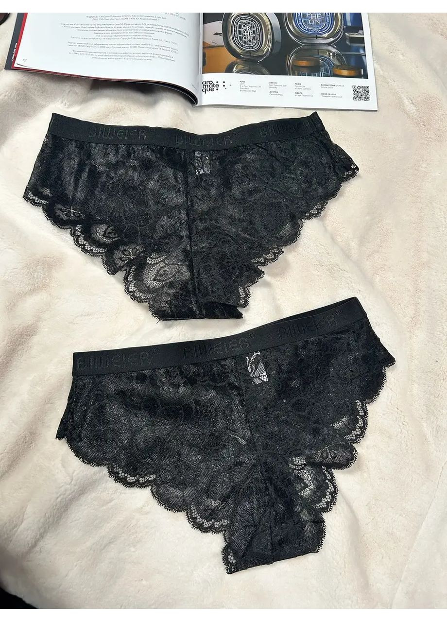 Мереживні трусики бразиліана чорний колір Biweier (361147996)