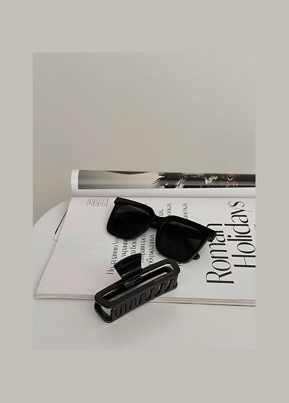 Женский краб для волос с надписью черный глянцевый Женский аксессуар для волос Miso (293241647)