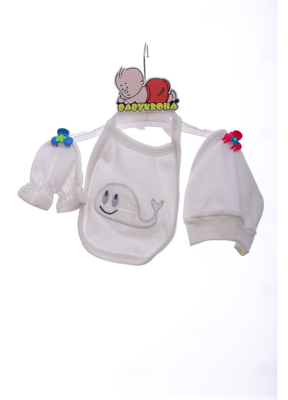 Білий демісезонний комплект розпашонка, штани, шапочка трикотажний з білим китом 56 см (41814) BABYKROHA