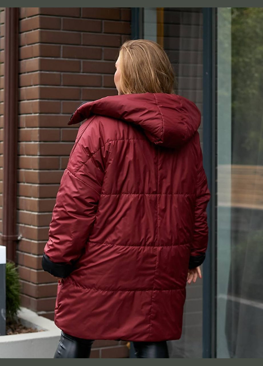 Бордовое демисезонное Женское пальто двустороннее No Brand