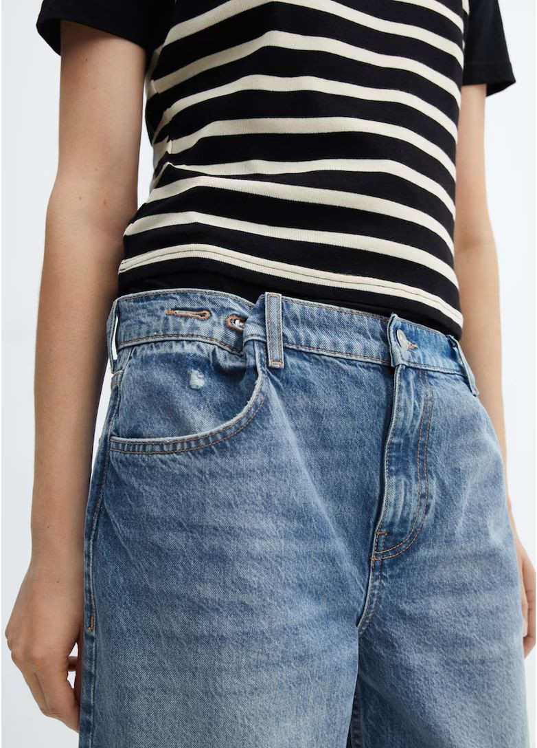 Джинсы синие wide leg loose вайд лег луз широкие уровни прямые средняя посадка Mango - (368295934)