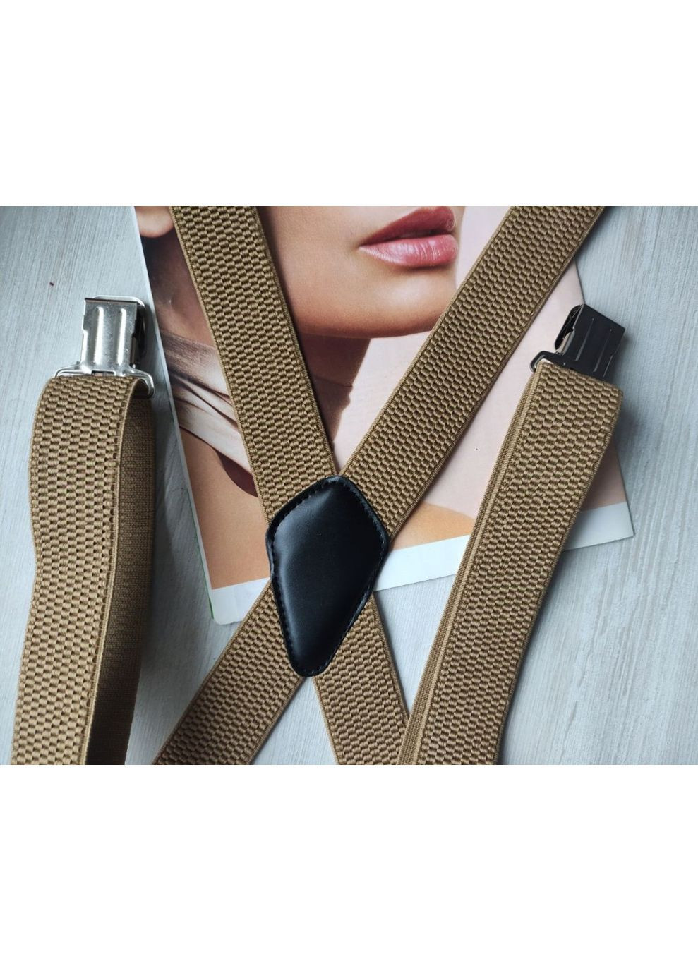 Мужские бежевые подтяжки Х образные No Brand (369365125)