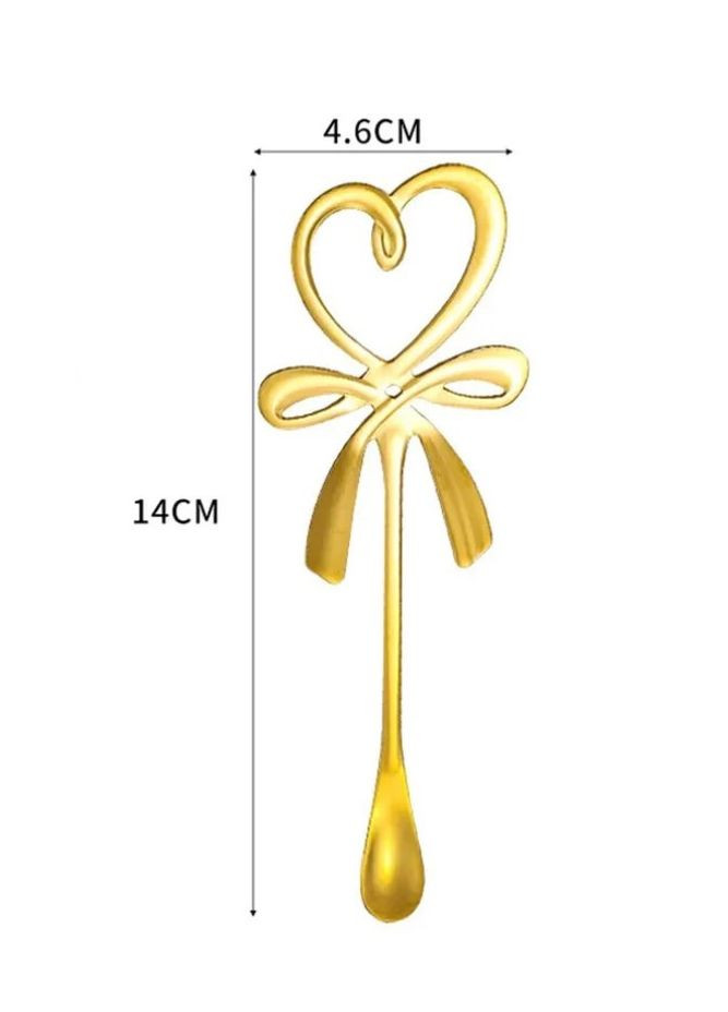 Кавова ложка у формі бантика 1 шт, золотого кольору. Ложка для морозива. No Brand (315034635)