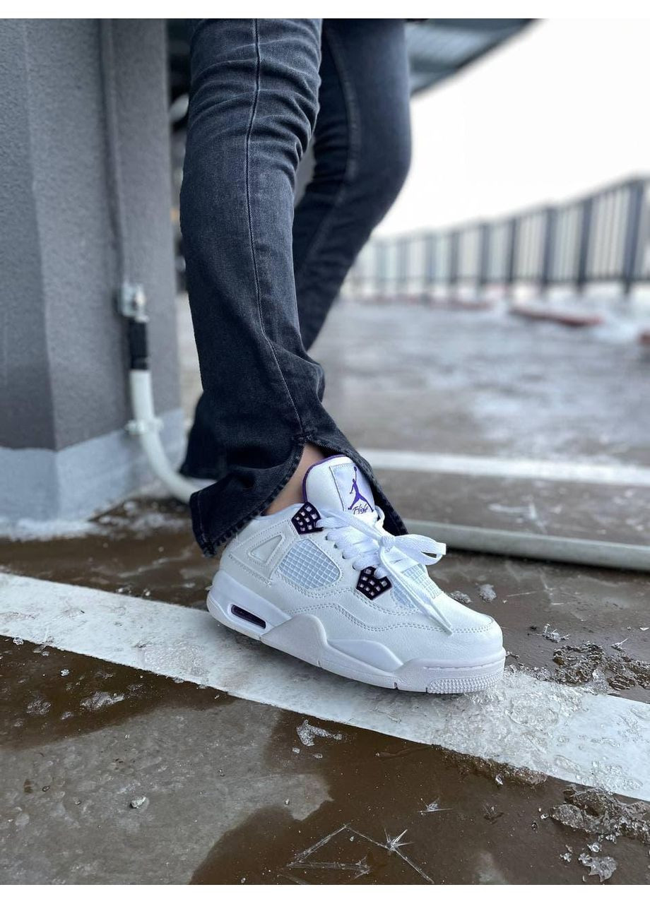 КРОСІВКИ ЖІНОЧІ NIKE AIR JORDAN RETRO 4 METALLIC PURPLE НАЙК АІР ДЖОРДАН No Brand білі демісезони (369393038)