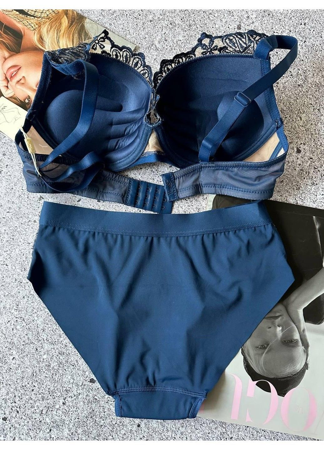 Синий комплект женского белья на чашку d синий Weiyesi