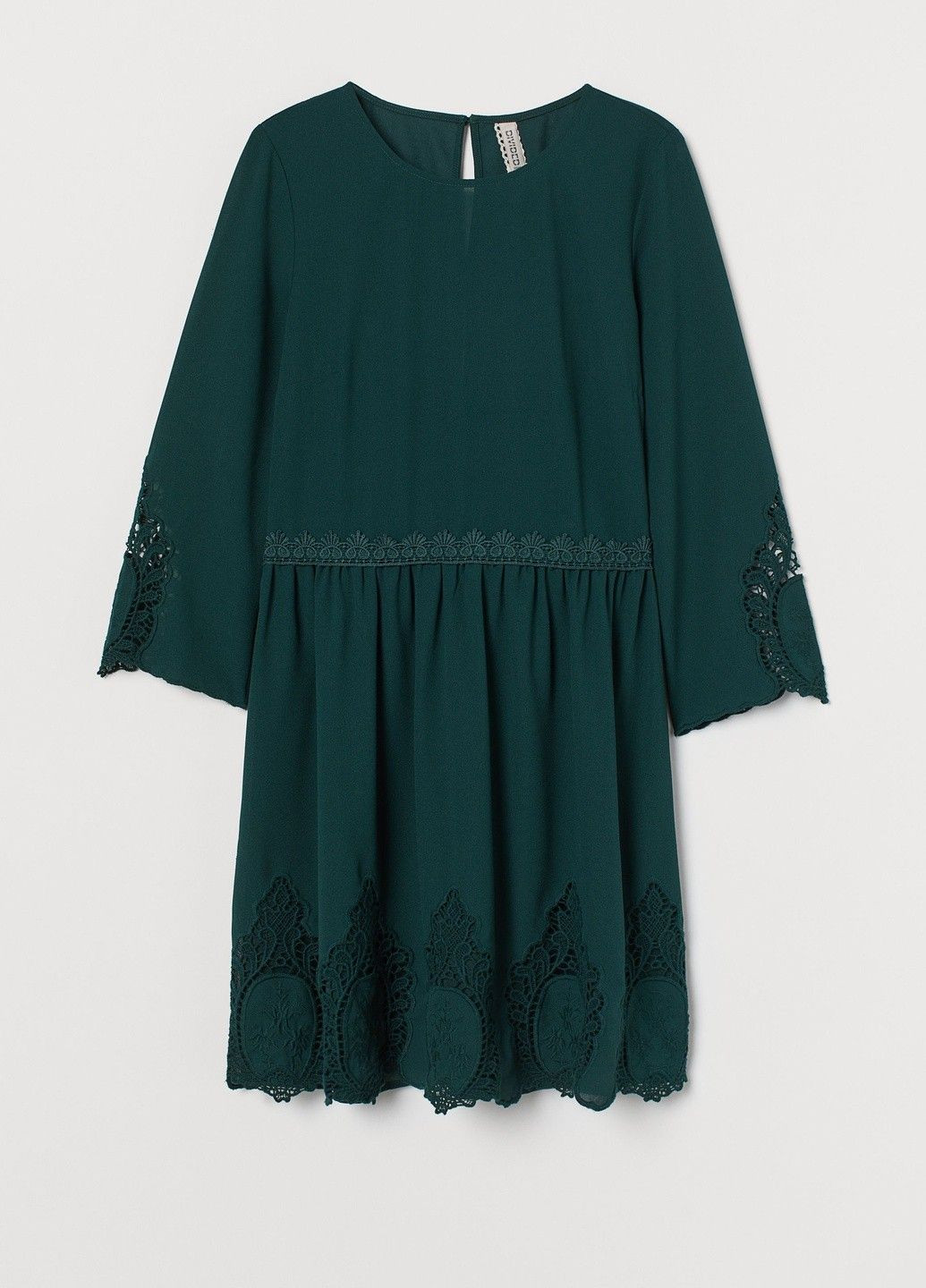 Темно-зеленое кэжуал платье H&M однотонное