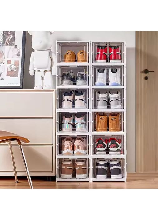 Многоуровневый органайзер для обуви складные боксы стелаж обувной прозрачные дверки 6 полок No Brand (360867138)