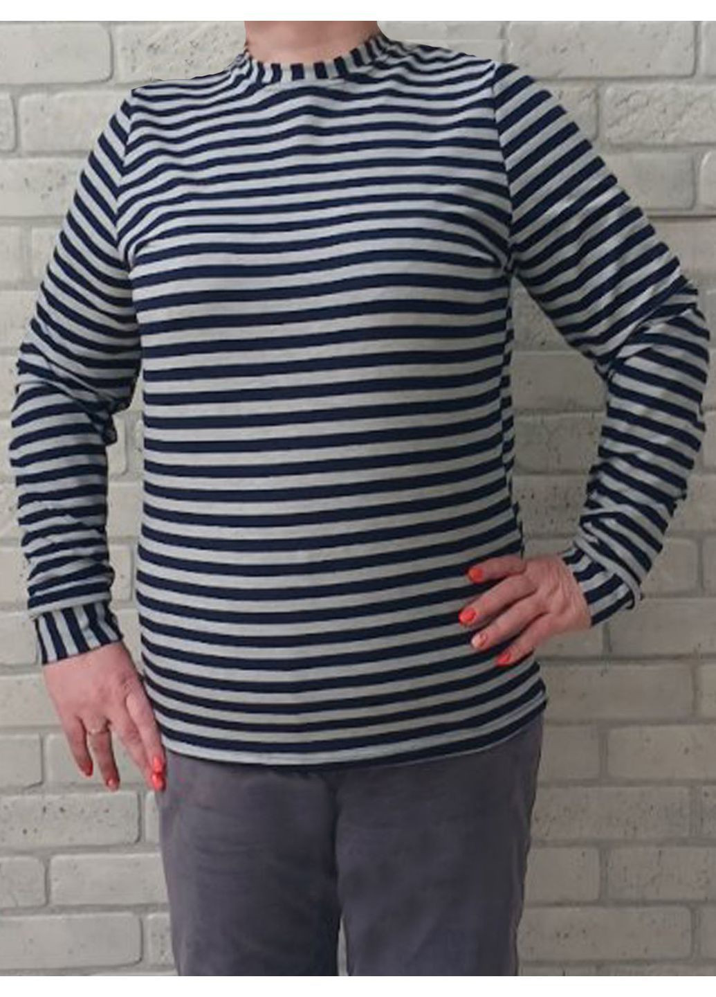 Жіночий лонгслів у смужку батал No Brand (369502942)