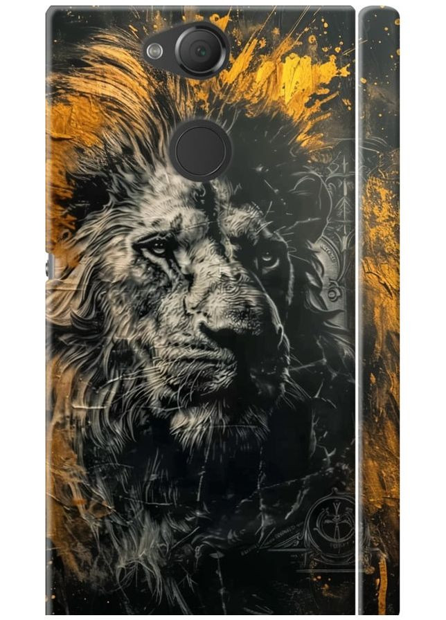 3D пластиковий матовий чохол 'Лев у золотих фарбах' для Endorphone Sony Xperia XA2 H4113 (297658556)