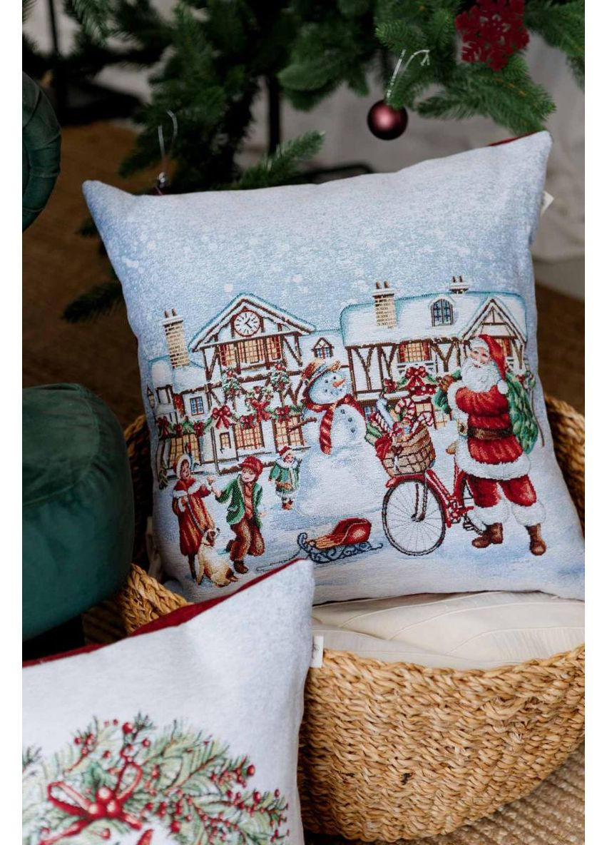 Новорічна декоративна подушка Carousel Святкування 45х45 см стильний подарунок для дому та інтер'єру ProDobro комбінований