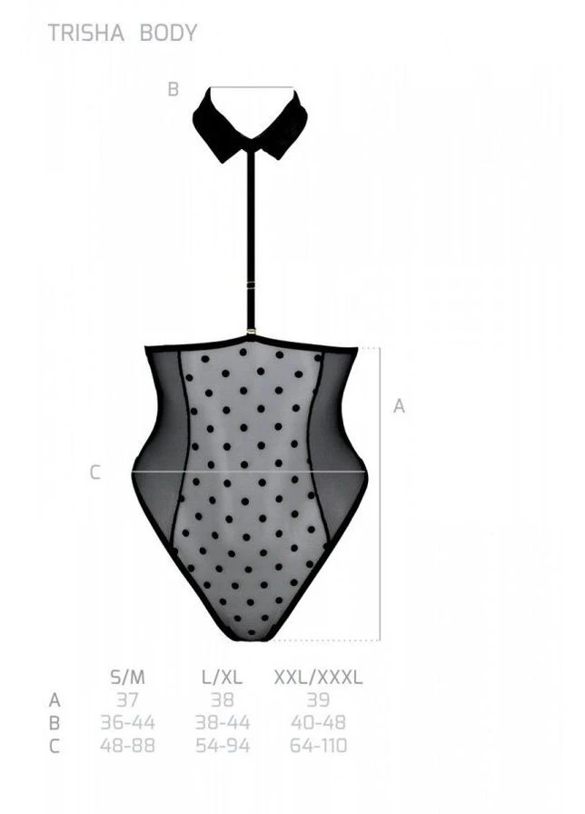 Еротичне боді TRISHA BODY,, black, з відкритими чашками Passion (339868372)