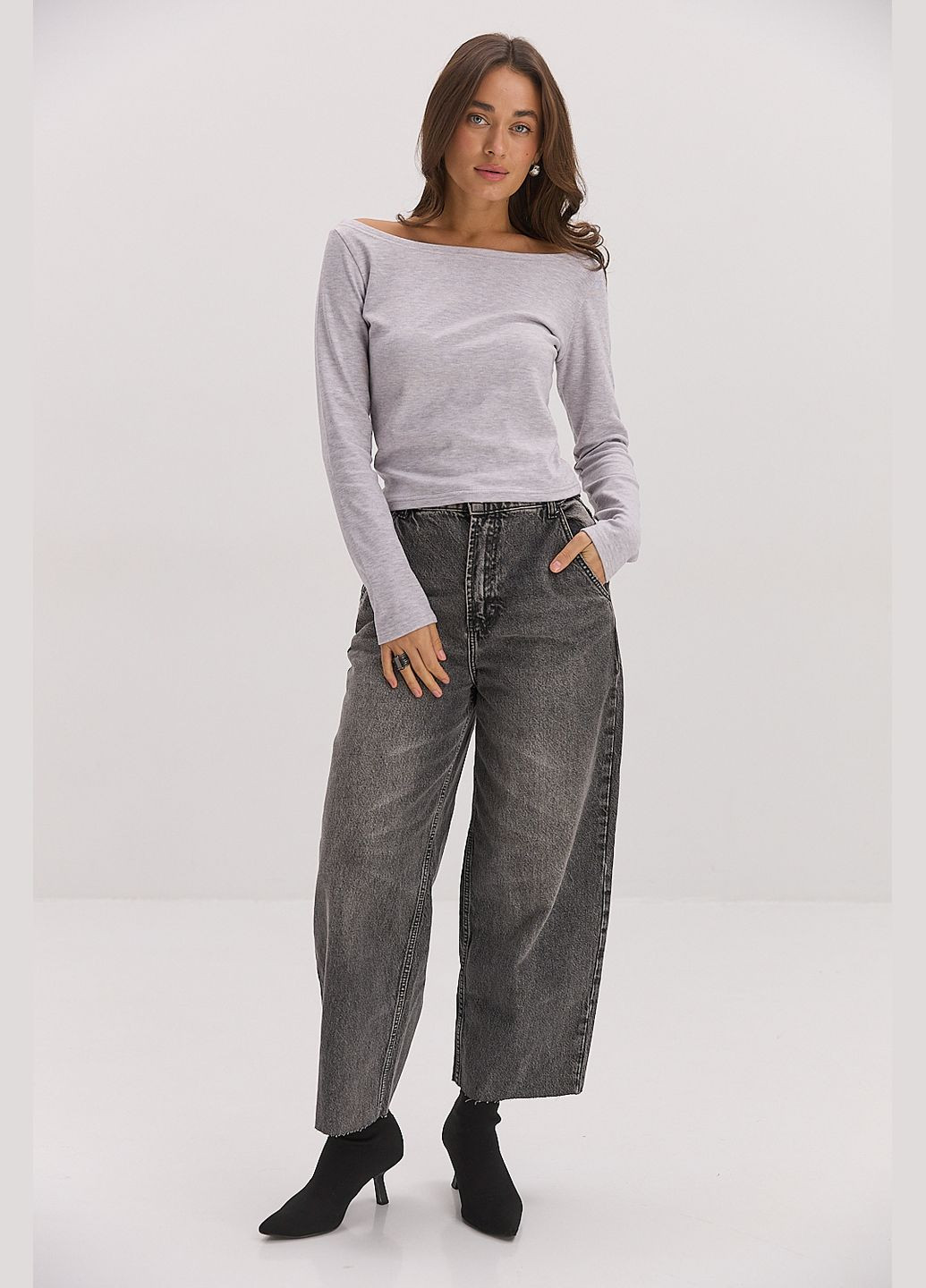 Жіночий лонгслів з широкою горловиною Arjen (314454628)