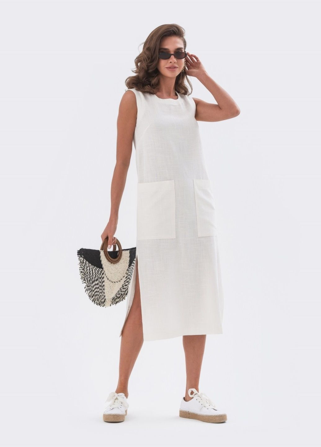Білий сукня-міді прямого крою білого кольору Dressa