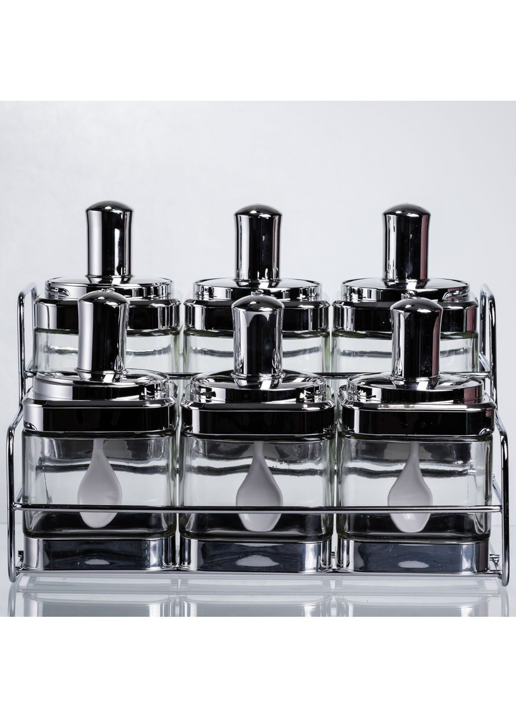 Набір банок для сипучих продуктів з ложкою 6 шт, хром HP-1341 No Brand (366830675)