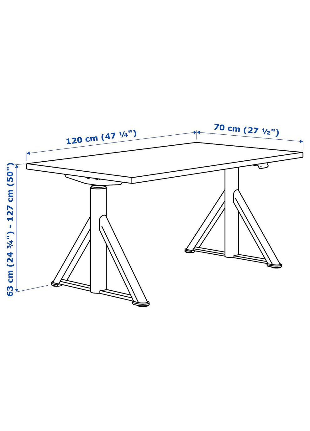 Регульований по висоті стіл ІКЕА IDASEN 120х70 см (s69280927) IKEA (278406862)