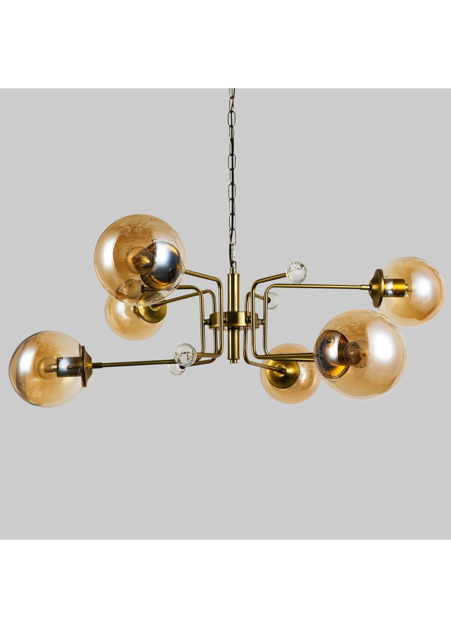 Підвісна бронзова люстра з кавовими плафонами на 6 ламп (909-XL3057-6 AB+BR) No Brand (370070648)