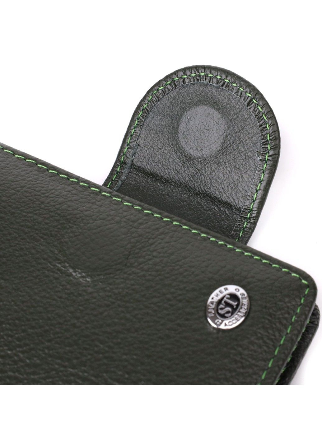 Вертикальний жіночий гаманець з натуральної шкіри 23070 Зелений st leather (330359605)