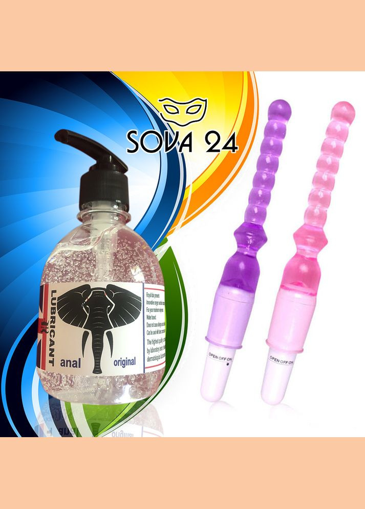 Вибропробка анальная со стимулятором клитора и сосков + лубрикант 300 мл банан No Brand (340914261)