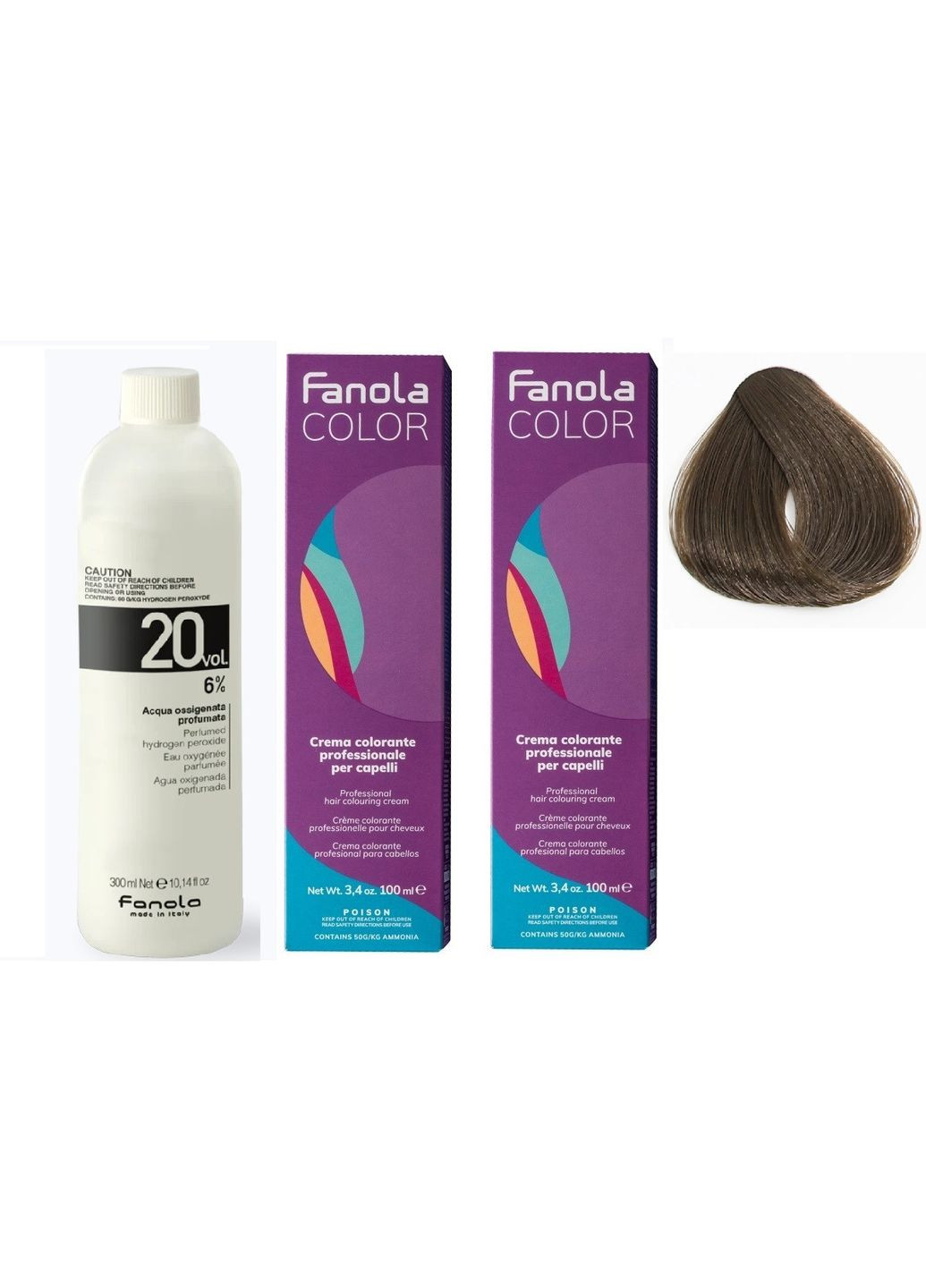 Набор Краска для волос № Color 6.0 Dark Blonde 100ml 2шт. + Окислитель 6% 20 Vol 300 мл. Fanola (298285401)