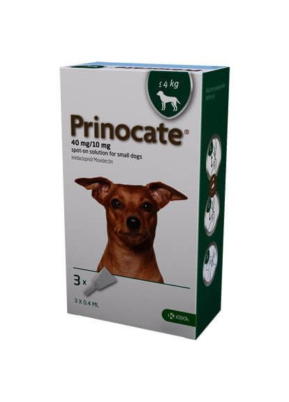 Капли от блох и паразитов Prinocate (Принокат) для собак до 4 кг 0.4 мл №3 (3838989723163 / 3838989720742) KRKA (279569063)